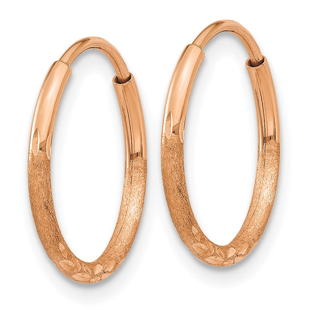 14K Roségold 1.25mm Diamantiert Endlos Creole Ohrring