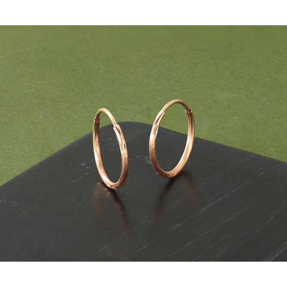 14K Roségold 1.25mm Diamantiert Endlos Creole Ohrring