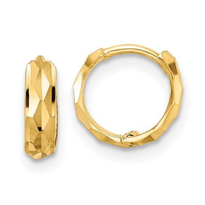 14K Gelbgold Diamantiert Klappbar Creolen