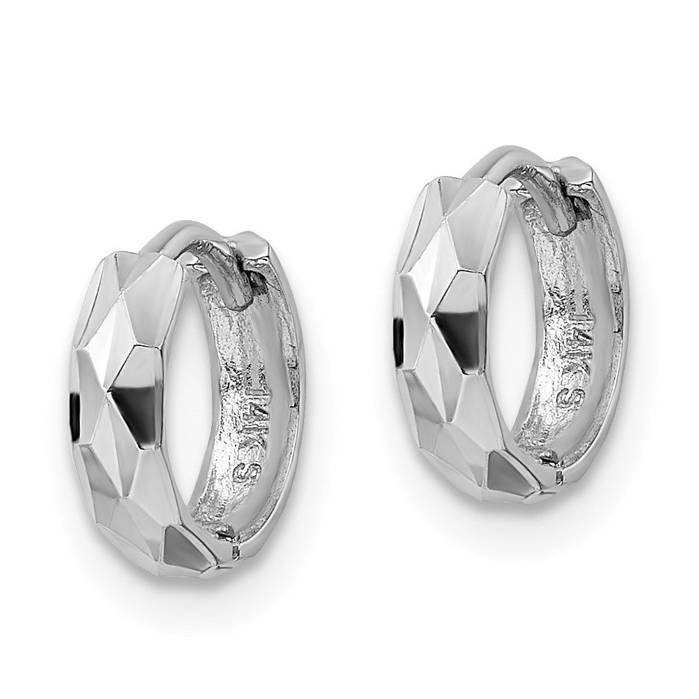 14K Weißgold Diamantiert Klappbar Creolen