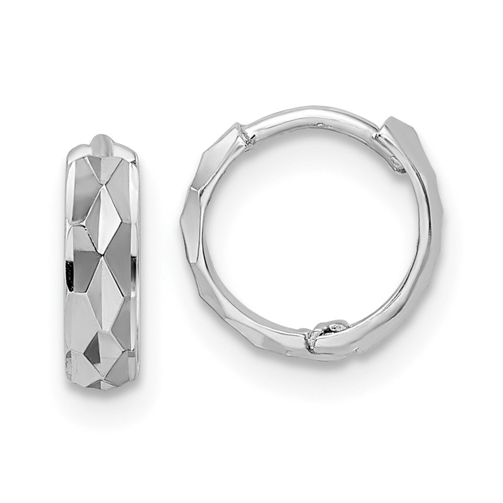 14K Weißgold Diamantiert Klappbar Creolen