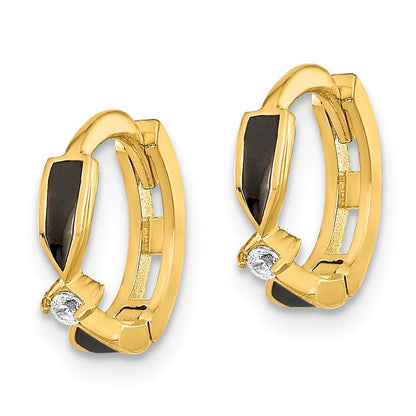 14K Gelbgold Poliert Schwarz Onyx Creolen