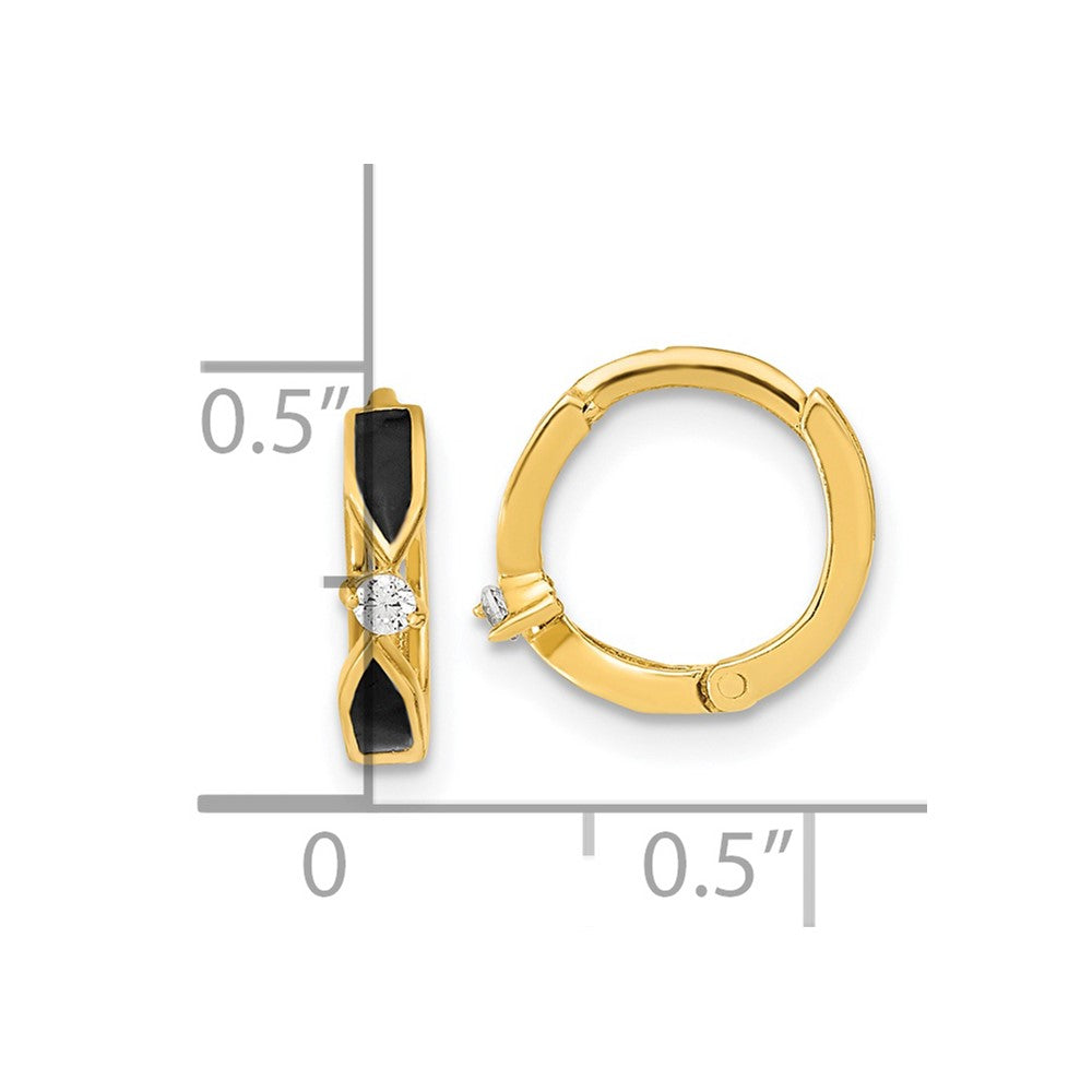 14K Gelbgold Poliert Schwarz Onyx Creolen