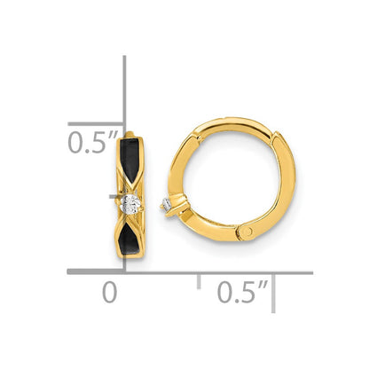 14K Gelbgold Poliert Schwarz Onyx Creolen