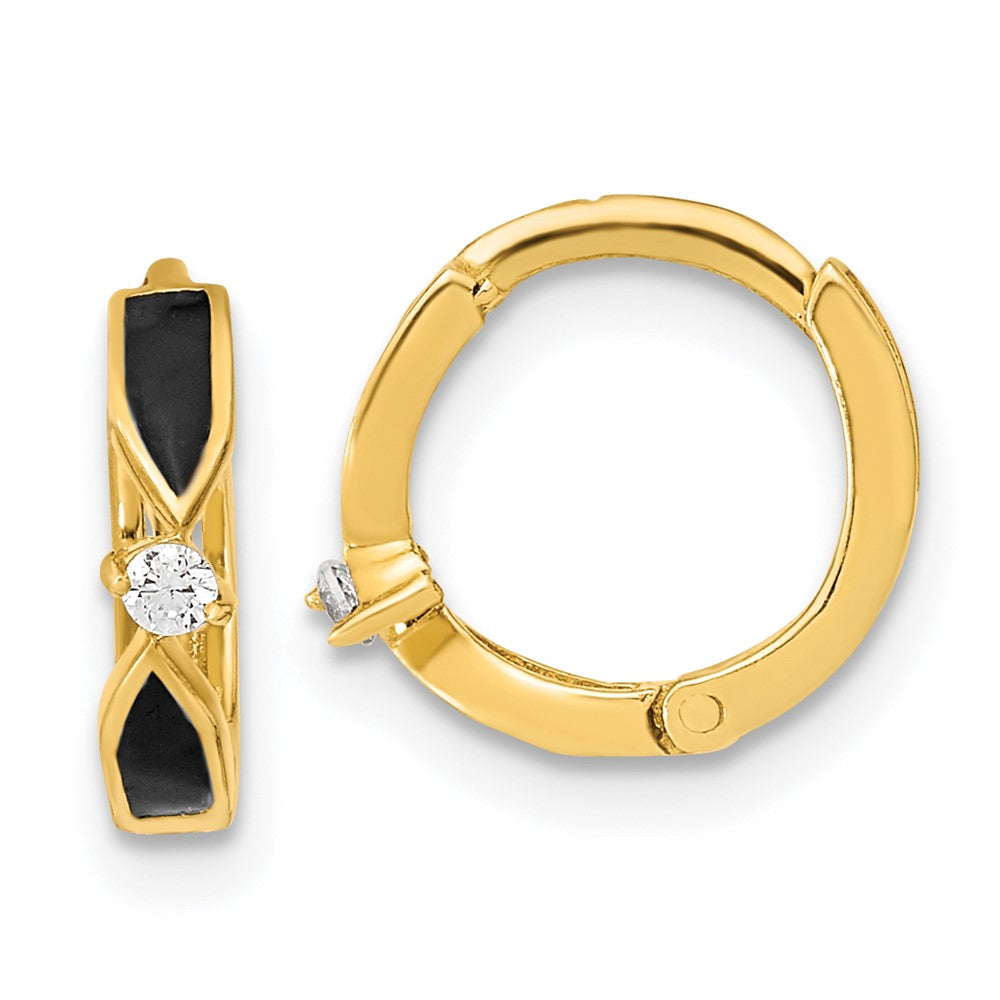 14K Gelbgold Poliert Schwarz Onyx Creolen