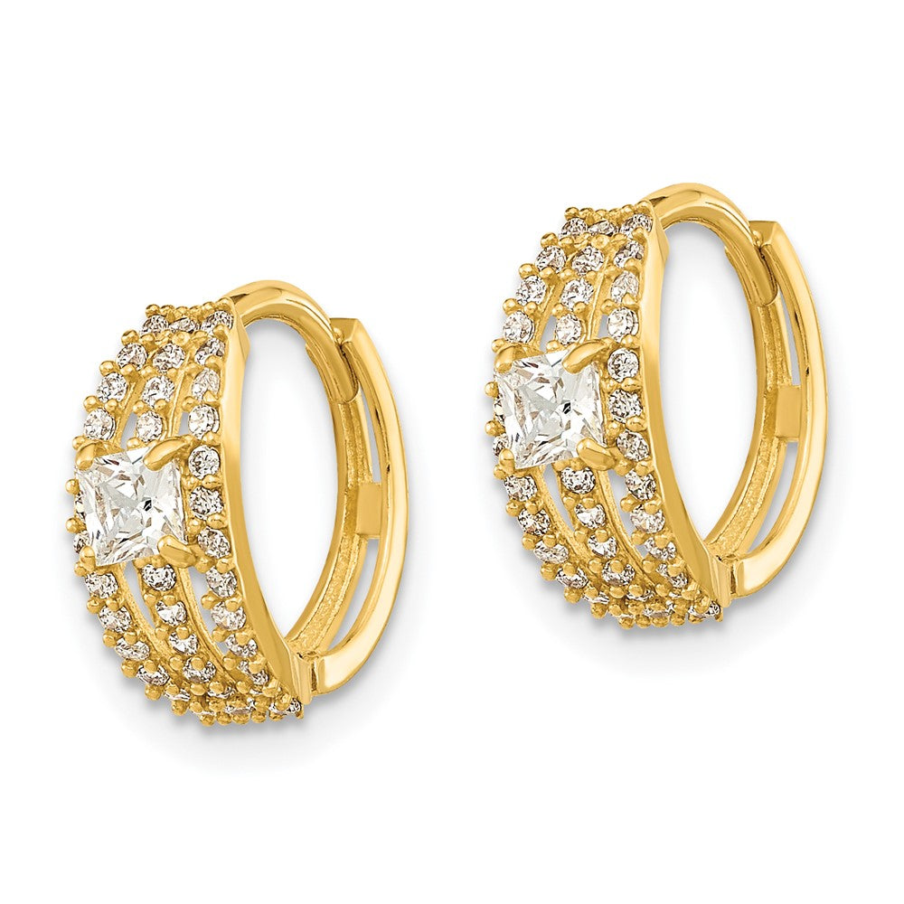 14K Gelbgold Poliert Fantasie Zirkonia Creolen