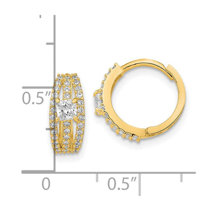 14K Gelbgold Poliert Fantasie Zirkonia Creolen