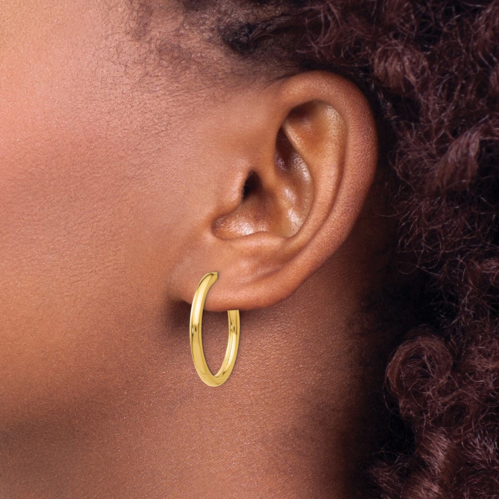 14K Gelbgold Non Durchbrochen Creolen Ohrringe