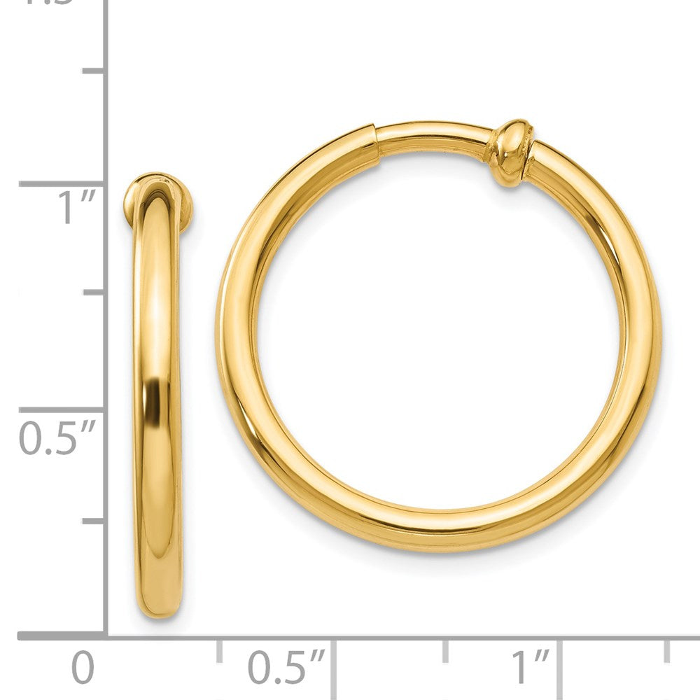 14K Gelbgold Non Durchbrochen Creolen Ohrringe