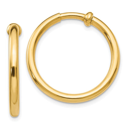14K Gelbgold Non Durchbrochen Creolen Ohrringe