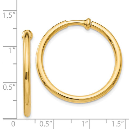 14K Gelbgold Non Durchbrochen Creolen Ohrringe