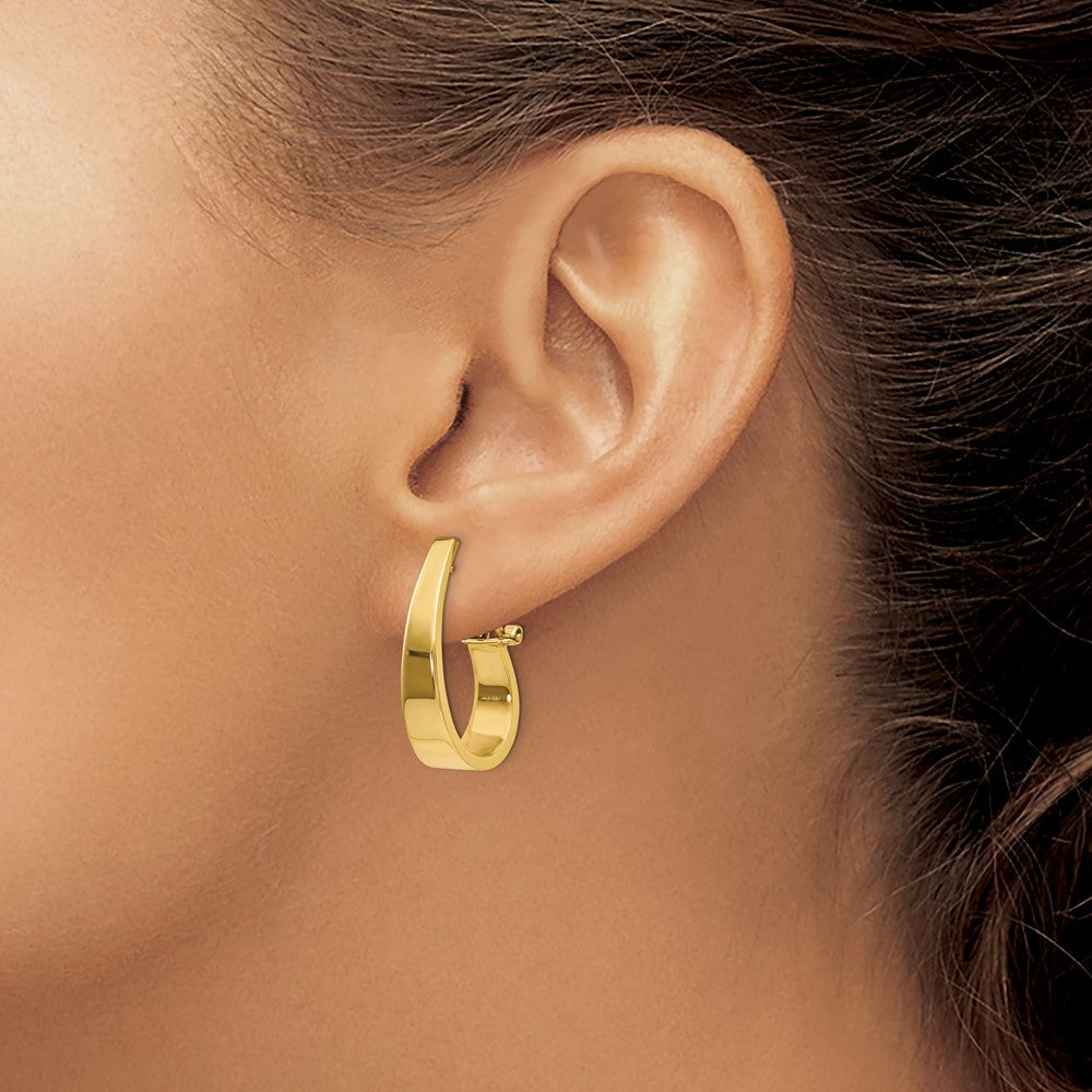 14K Gelbgold Poliert J Creole Click in Rückseite Ohrstecker