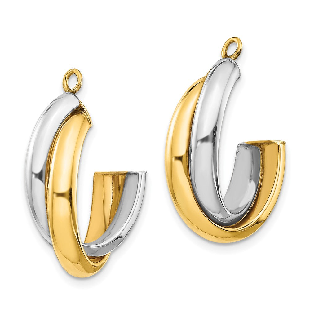 14K Bicolor Poliert Doppelt J Creole Ohrring Jacken