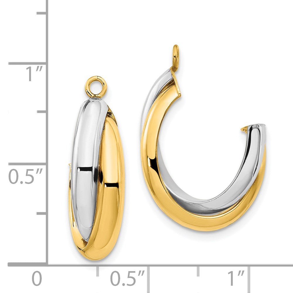 14K Bicolor Poliert Doppelt J Creole Ohrring Jacken