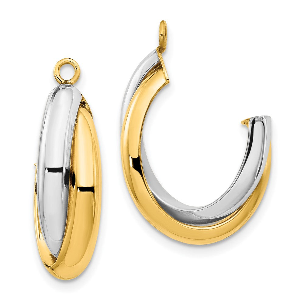 14K Bicolor Poliert Doppelt J Creole Ohrring Jacken