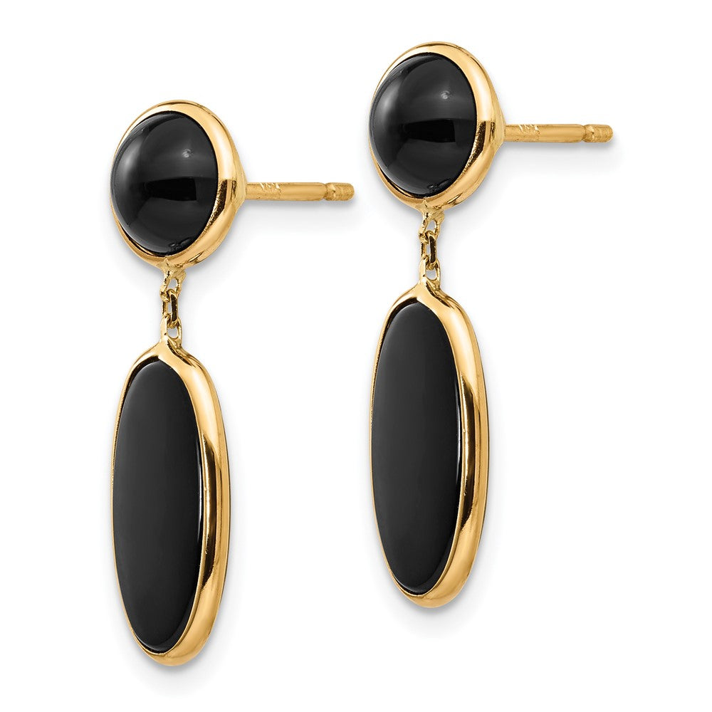 14K Gelbgold Onyx Oval Hängend Ohrstecker