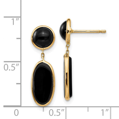 14K Gelbgold Onyx Oval Hängend Ohrstecker