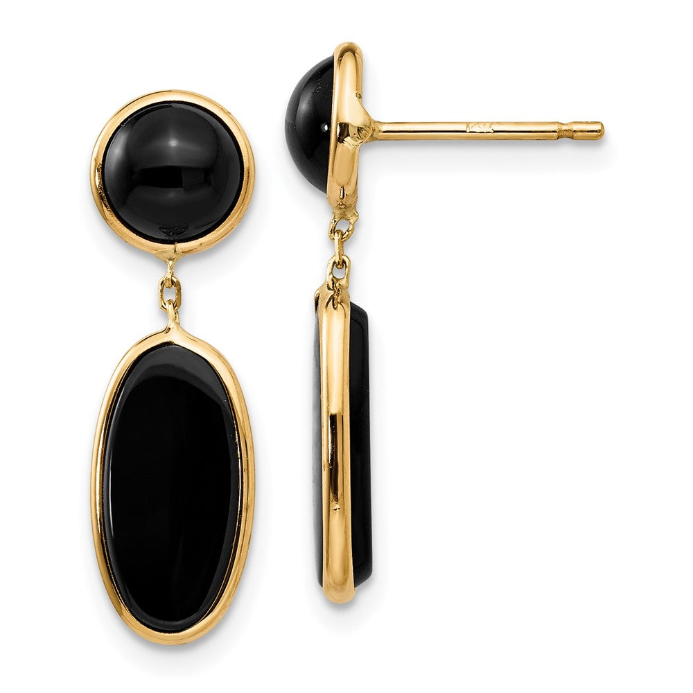 14K Gelbgold Onyx Oval Hängend Ohrstecker