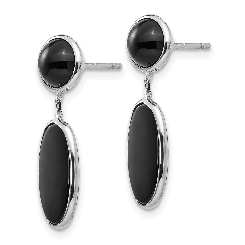 14K Weißgold Onyx Oval Hängend Ohrstecker
