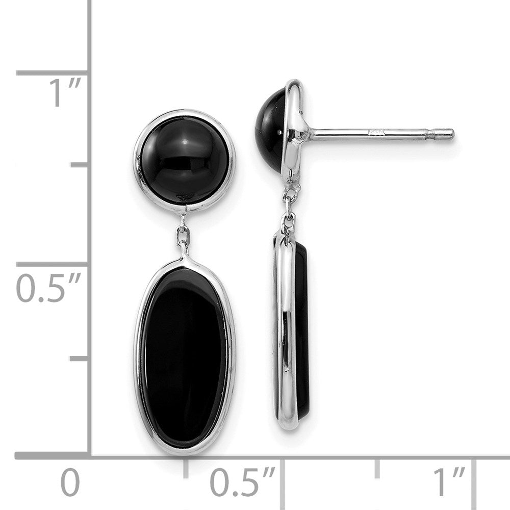 14K Weißgold Onyx Oval Hängend Ohrstecker