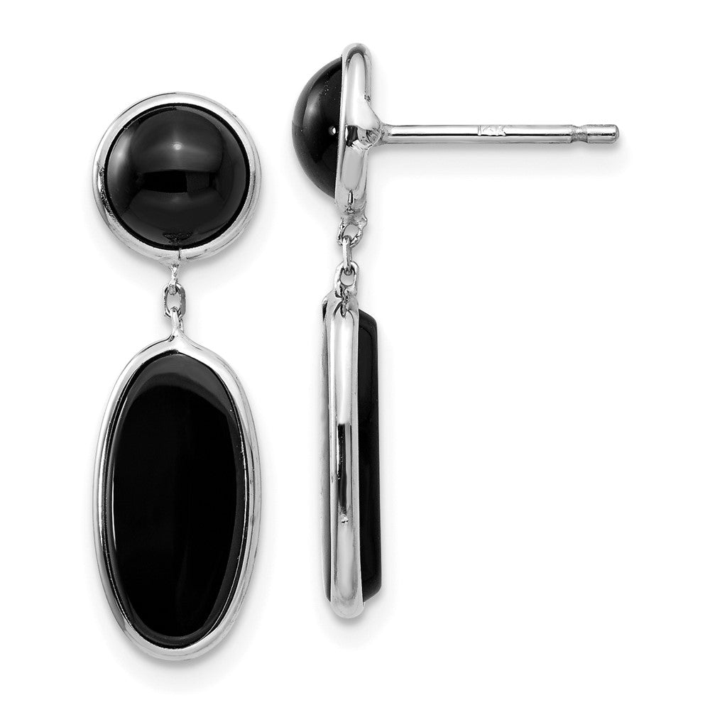 14K Weißgold Onyx Oval Hängend Ohrstecker