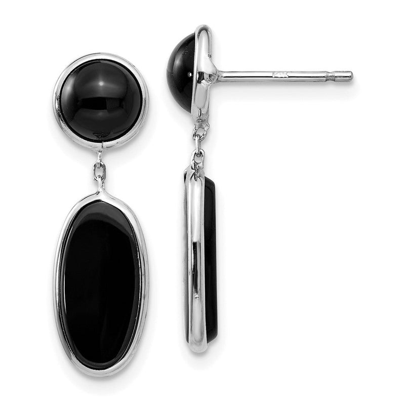 14K Weißgold Onyx Oval Hängend Ohrstecker