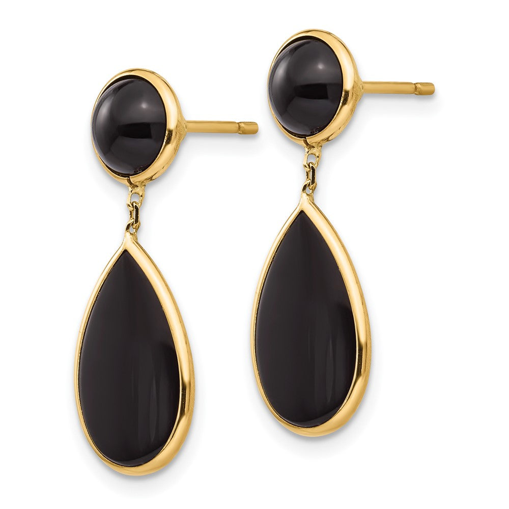 14K Gelbgold Onyx Tropfen Hängend Ohrstecker