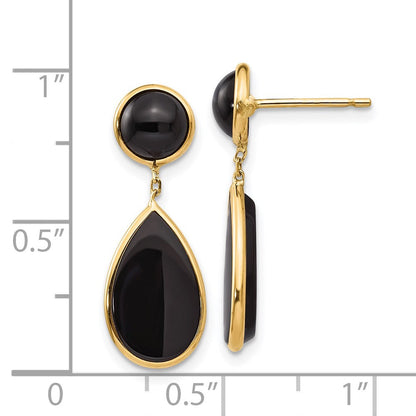 14K Gelbgold Onyx Tropfen Hängend Ohrstecker