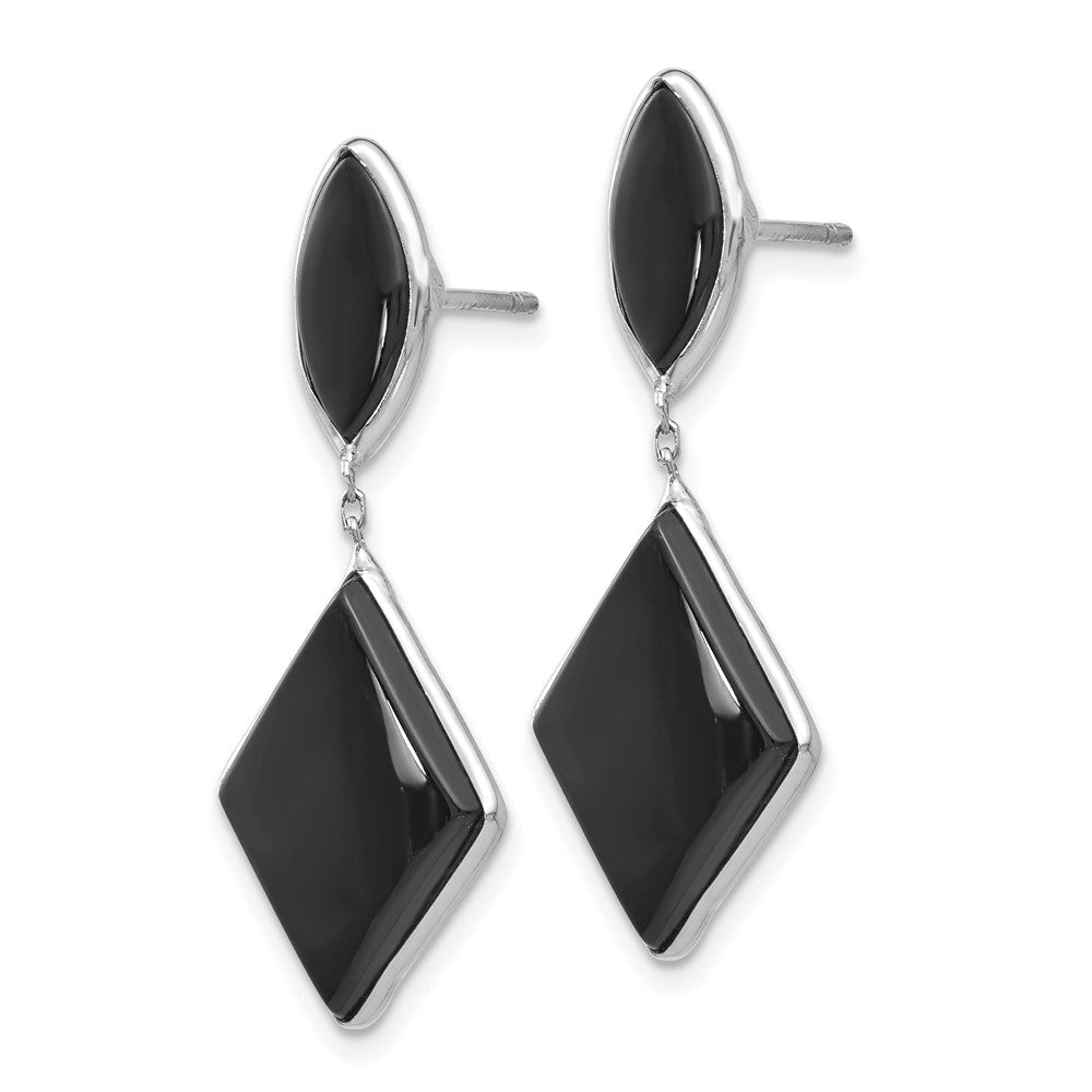 14K Weißgold Onyx Hängend Ohrstecker