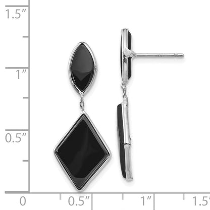 14K Weißgold Onyx Hängend Ohrstecker