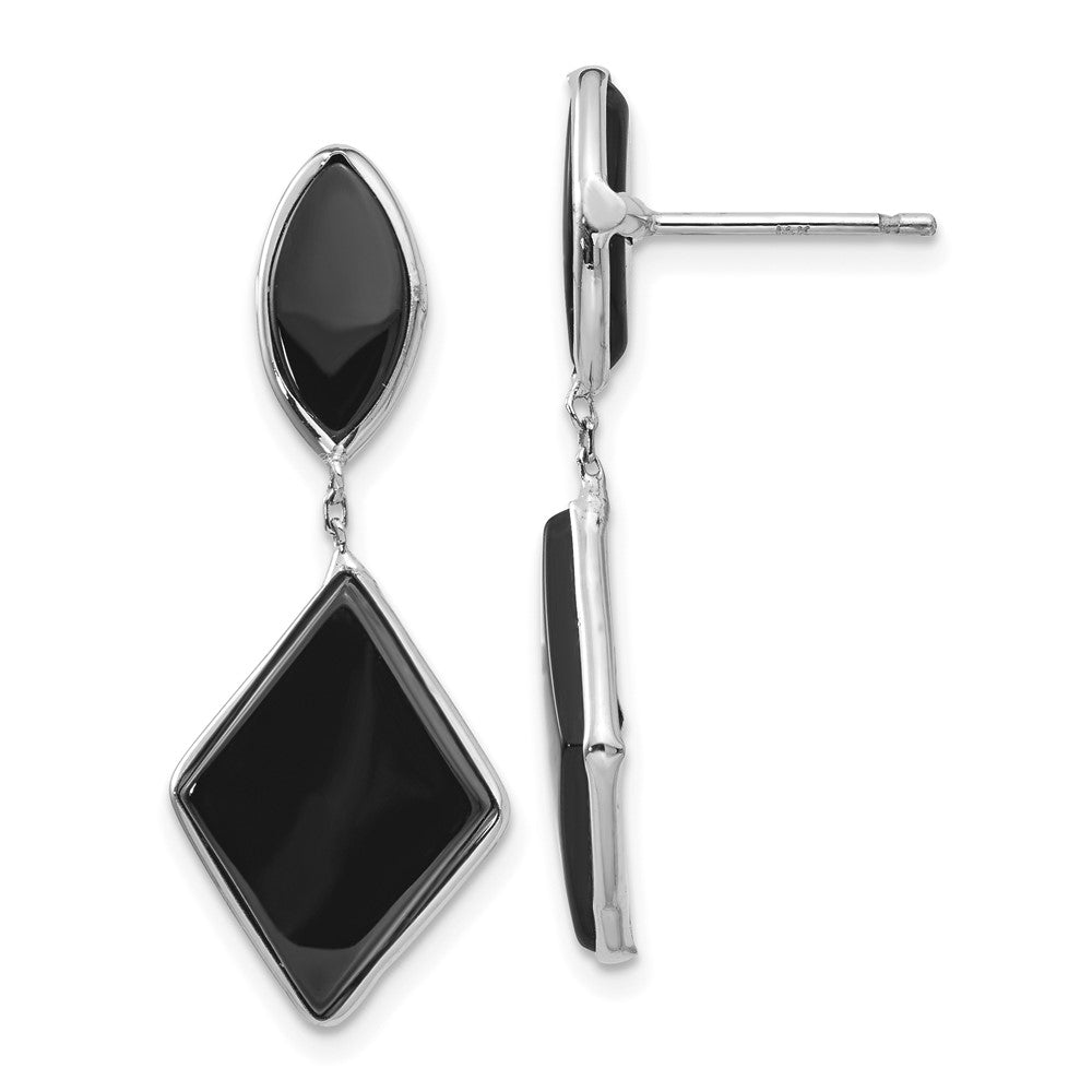 14K Weißgold Onyx Hängend Ohrstecker