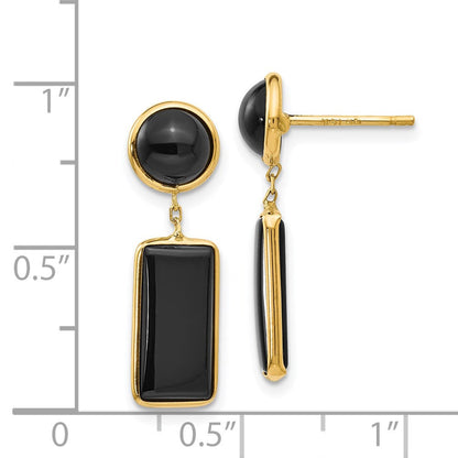 14K Gelbgold Onyx Rechteck Hängend Ohrstecker