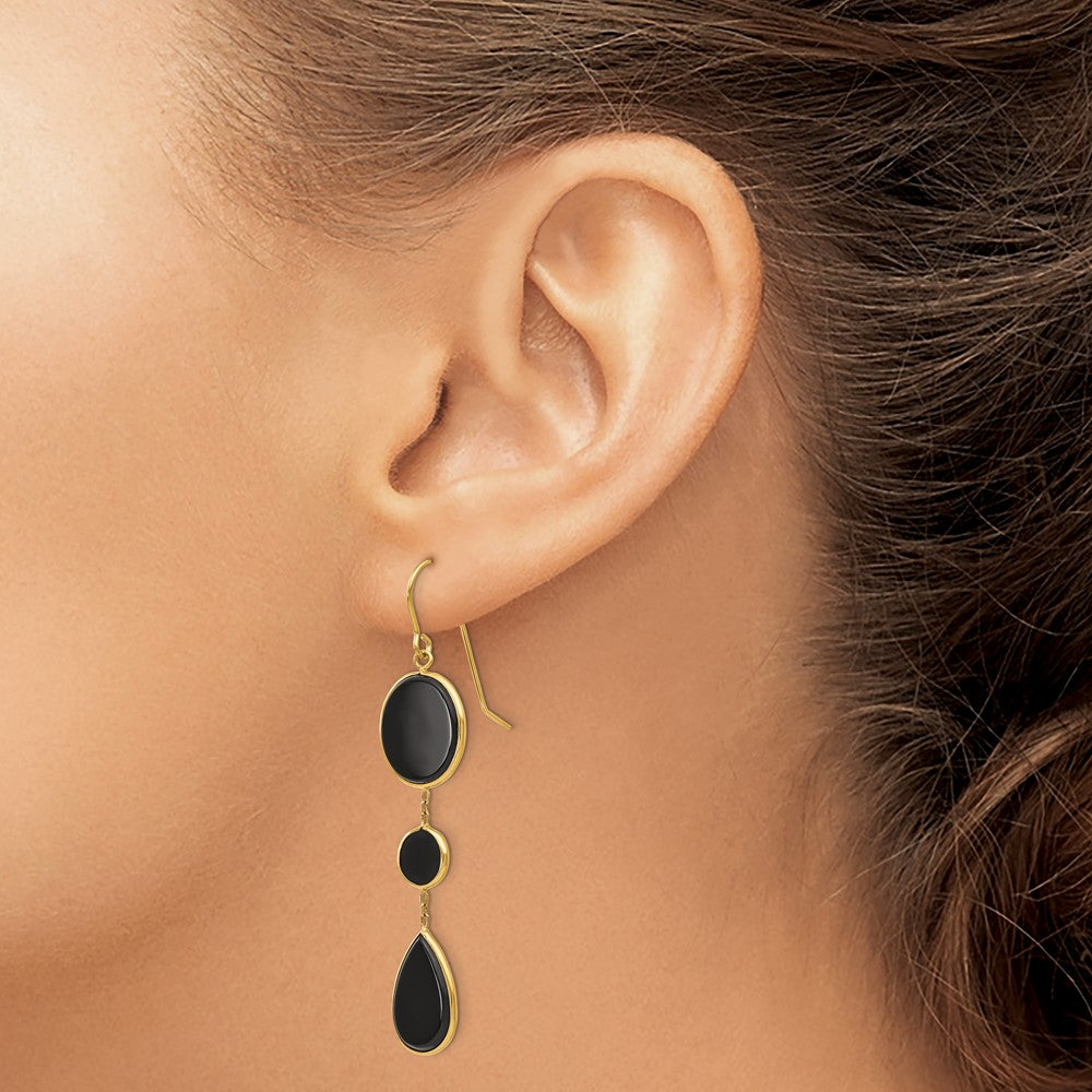 14K Gelbgold Onyx Geometric Ohrhänger