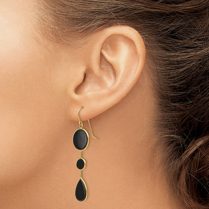 14K Gelbgold Onyx Geometric Ohrhänger