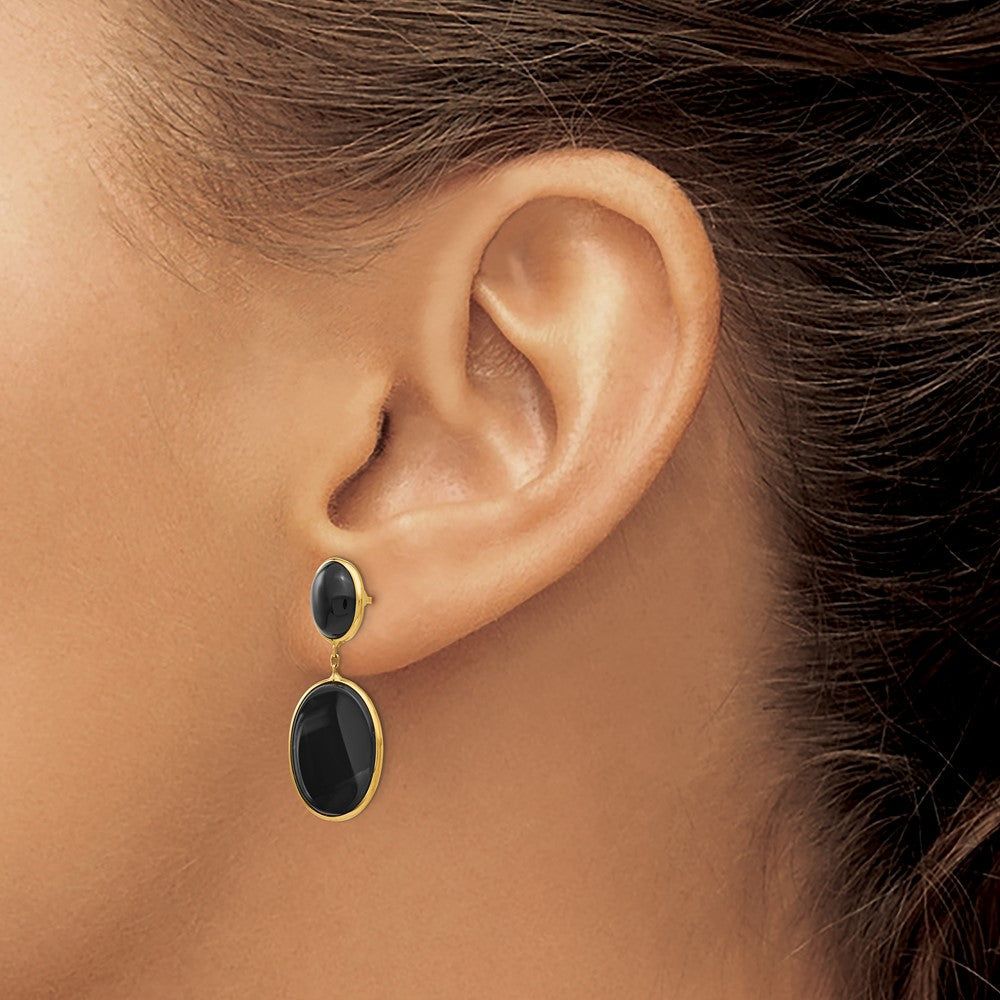 14K Gelbgold Onyx Oval Ohrhänger