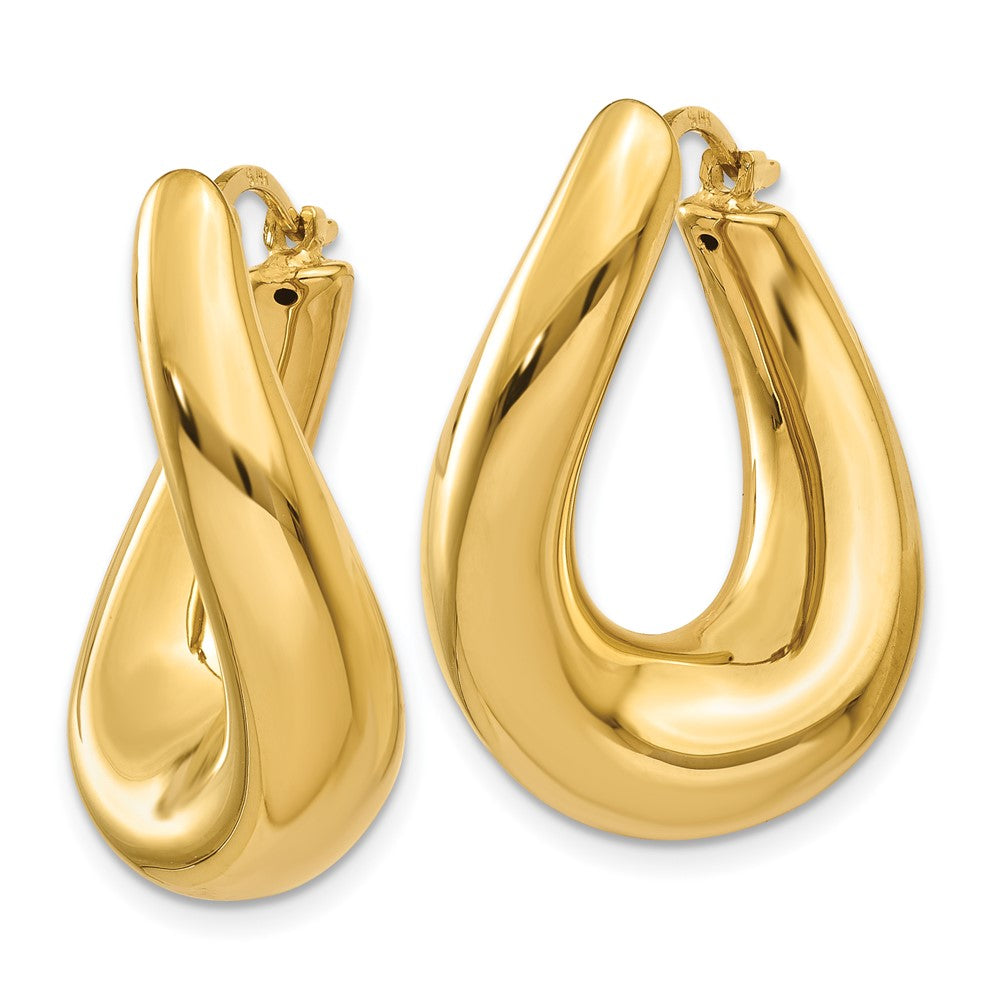 14K Gelbgold Gedreht Oval Creolen