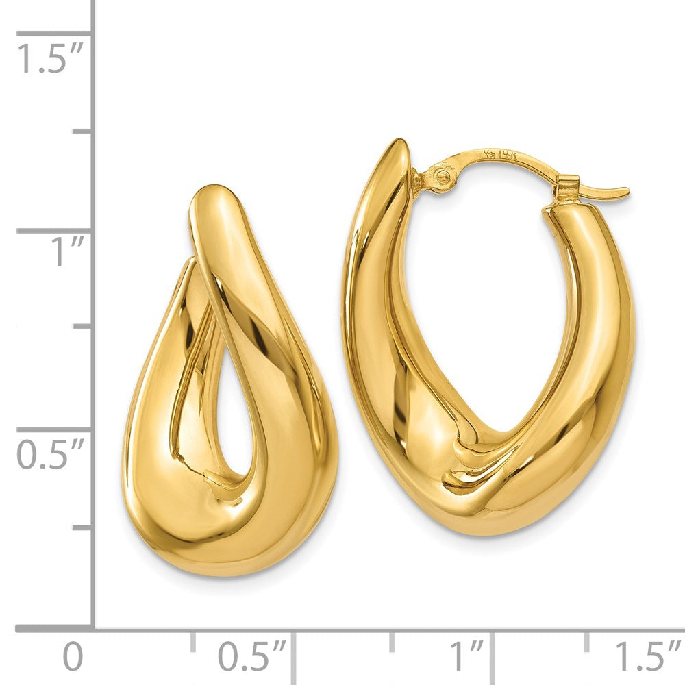 14K Gelbgold Gedreht Oval Creolen