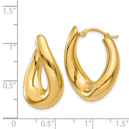 14K Gelbgold Gedreht Oval Creolen