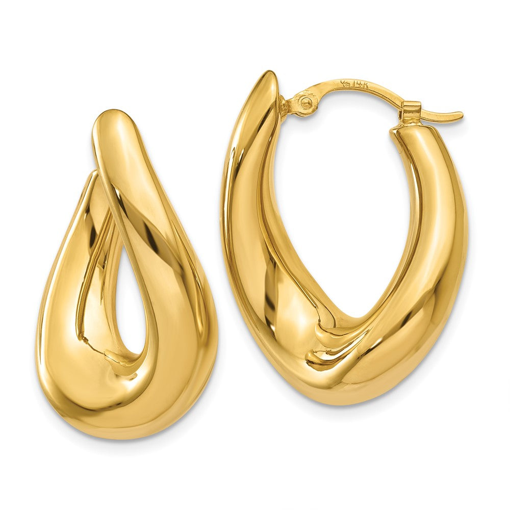 14K Gelbgold Gedreht Oval Creolen