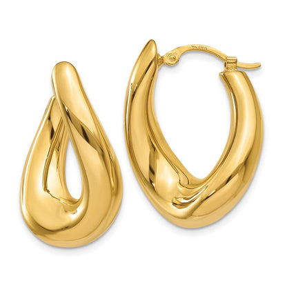 14K Gelbgold Gedreht Oval Creolen