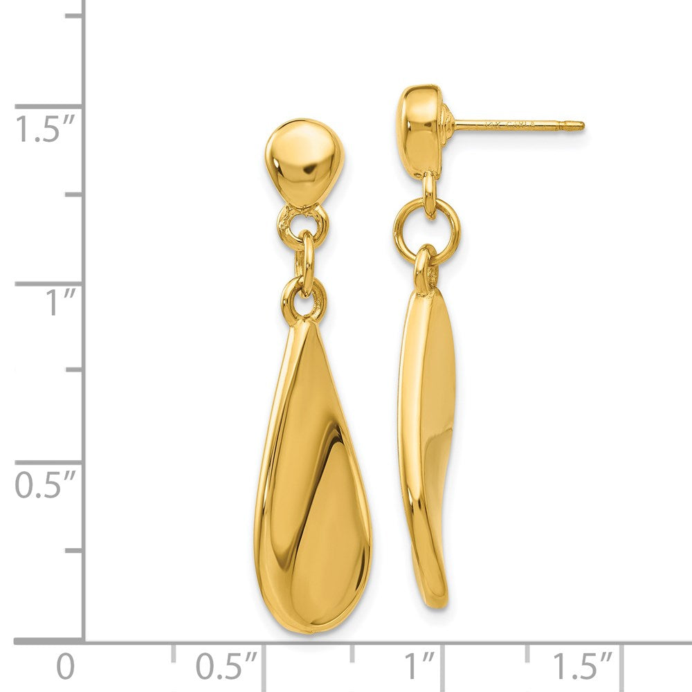 14K Gelbgold Tear Tropfen Hängend Ohrstecker