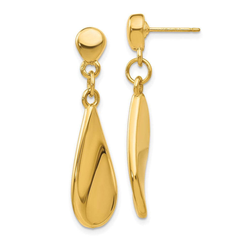 14K Gelbgold Tear Tropfen Hängend Ohrstecker