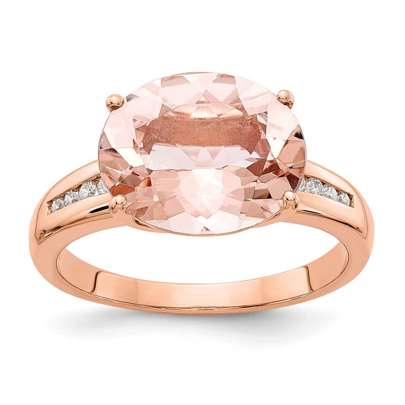 14K Roségold Ring mit echtem Diamant und Morganit