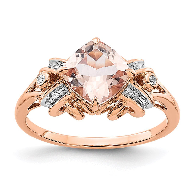 14K Roségold Ring mit natürlichem Diamant und Morganit