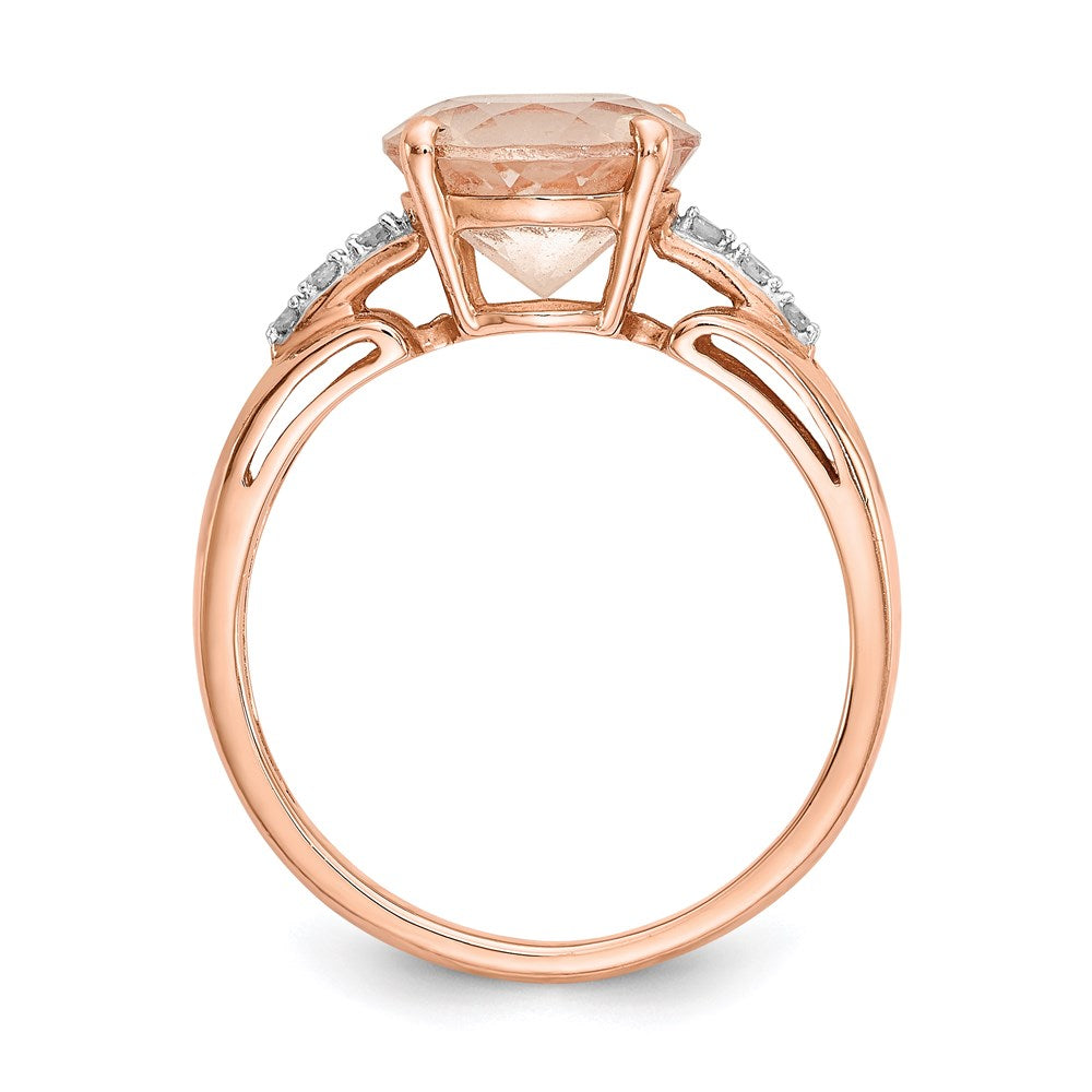 14K Roségold Ring mit natürlichen Diamanten und rundem Morganit