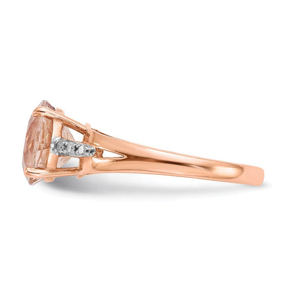 14K Roségold Ring mit natürlichen Diamanten und rundem Morganit