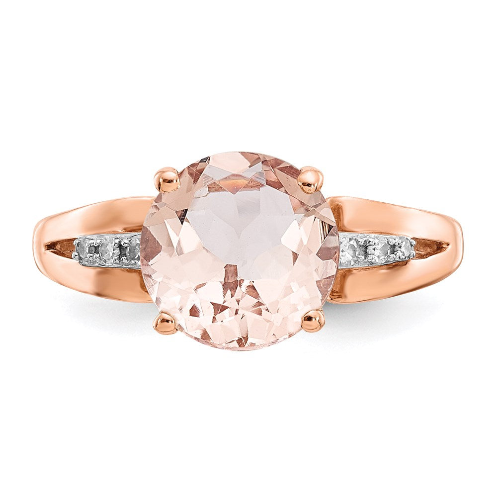 14K Roségold Ring mit natürlichen Diamanten und rundem Morganit