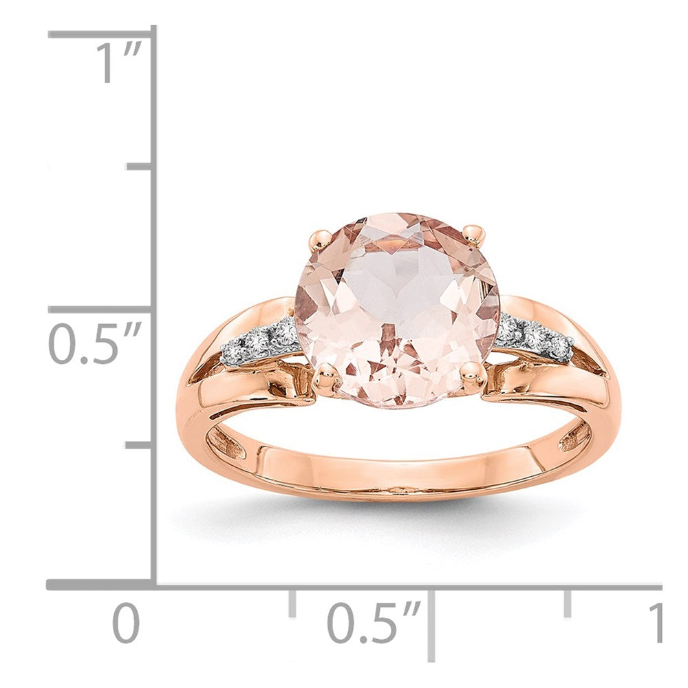 14K Roségold Ring mit natürlichen Diamanten und rundem Morganit