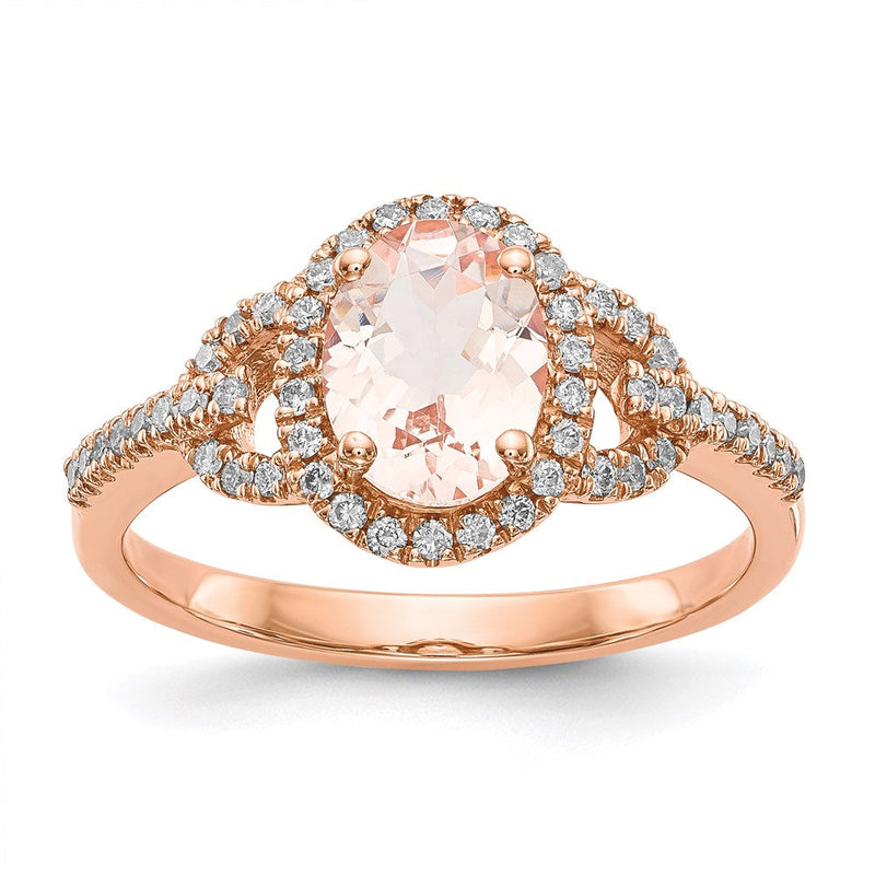 14K Roségold Ring mit Morganit und Diamant