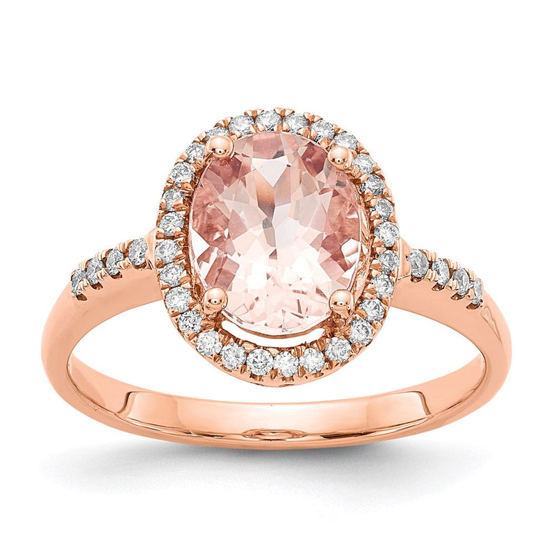 14K Roségold Ring mit Morganit & echten Diamanten